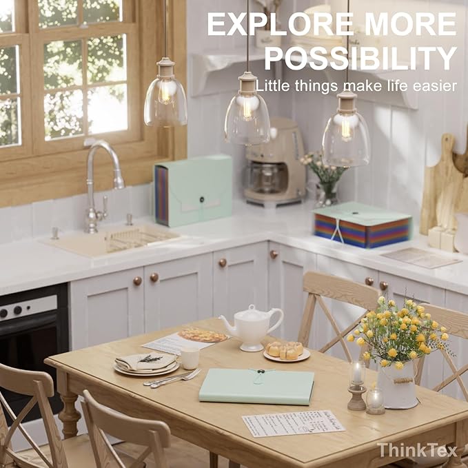 ThinkTex Accordion File Organizer, 12 - Pocket Expanding File Folders for Paper Receipts, Bills&Taxes Organizer, Letter/A4 Size Document Holder for School, Office, Home with tabs-Sage Green-DeskLoop Office