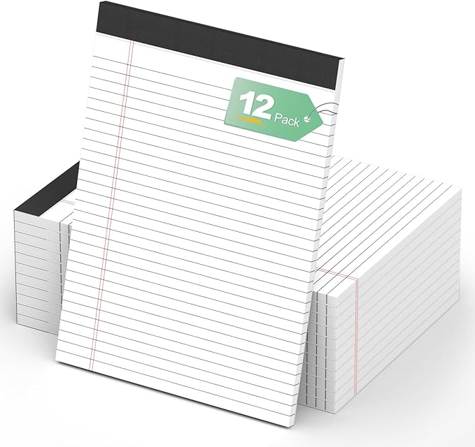 12 Pack Legal Pads 8.5 x 11 Note Pads 8.5 x 11 Inch Notepad 360 Sheets Writing Pads Wide Ruled Lined Paper Pads White Paper Note Pads 8.5 x 11 with 30 Sheets Per Legal Pad for School, Office, Home-DeskLoop Office