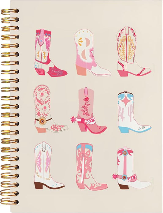 BearCake Western Cowgirl Notebook,Cowgirl Western Gifts for Women,Cute Spiral Journal Notebooks for Women girls ,Western Office Supplies, Western Stuff for Women,Preppy Pink Notebook,Cowgirl Stuff, 5.5x8.3-DeskLoop Office
