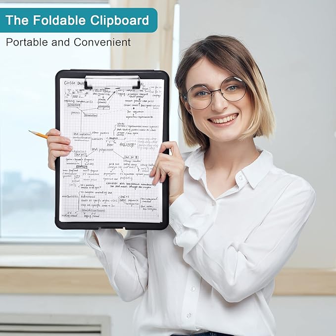 Epakh 12 Pcs Clipboard with Storage Bulks Plastic Storage Foldable Nursing Clipboard with Low Profile Clip for Student Teacher Nurse Employee, 9.5 x 13.5 Inch-DeskLoop Office