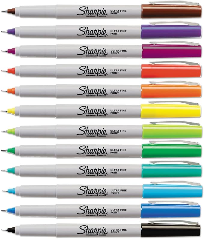 Sharpie Permanent Markers Ultra Fine Point Assorted Colors 12 Count-DeskLoop Office