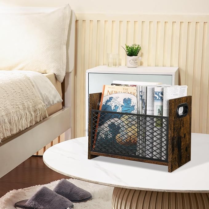 YINMIT Magazine Holder, Magazine Rack Floor, Magazine Storage Basket, File Holder Organizer, Folder Organizer for Magazines, Books, Newspapers, Tablets (Medium)-DeskLoop Office