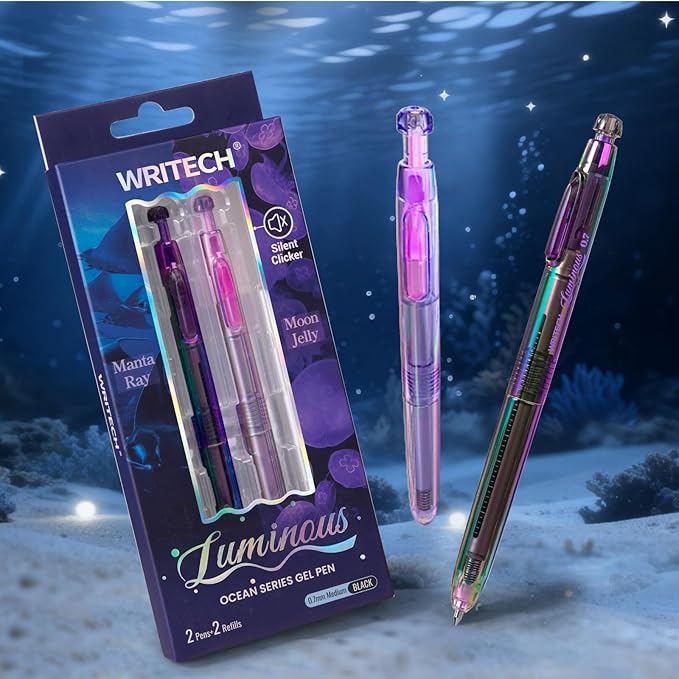 WRITECH Gel Pens Medium Point: Luminous pen set 0.7mm, Includes 2 Pens and 2 - Image 9