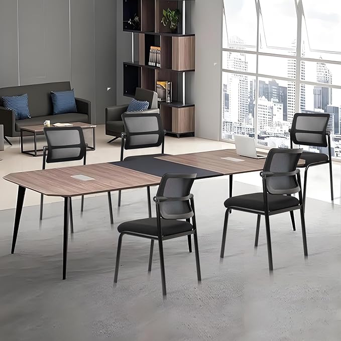 CLATINA Stacking Armless Office Waiting Room Chair with Adjustable Backrest, Stackable Mesh Guest Reception Desk Chairs with Ergonomic Lumbar Support for Conference Lobby Side School, Black, 8 Pack-DeskLoop Office