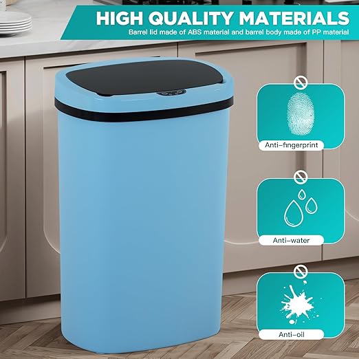 PayLessHere 13 Gallon Trash Can Kitchen Trash Can Automatic Garbage Can with Lid Touch Free High-Capacity Motion Sensor for Kitchen Bedroom Bathroom Office Wateproof Trash Bin (1, Blue)-DeskLoop Office