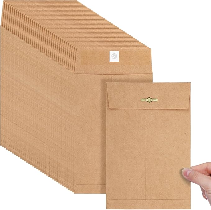 Teling 50 Pcs Manilla Envelopes Clasp Kraft Catalog with Closure for Storing Mailing 28 lb Kraft Envelope Paper for Office Document School Business Home(Brown,5 * 7.5)-DeskLoop Office