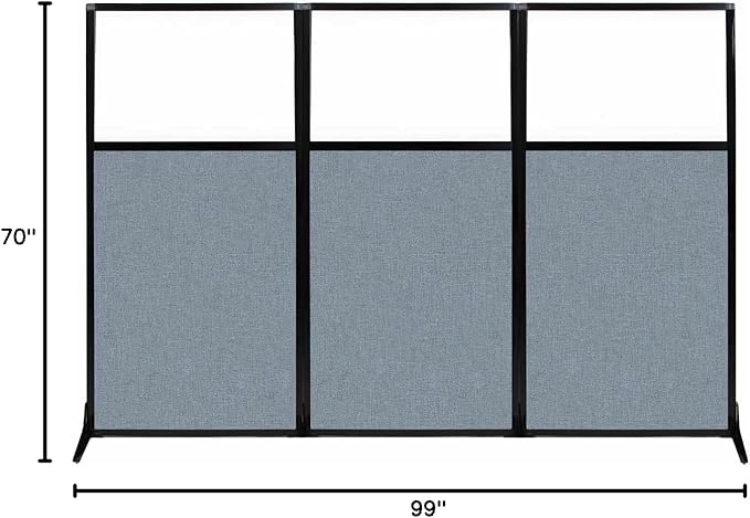 Versare Workstation Partition | Portable Wall Divider | Modern Office Cubicle | Free Standing Privacy Screen | Flexible Work Space | 99" x 70" W/Window, Powder Blue Fabric Panels-DeskLoop Office