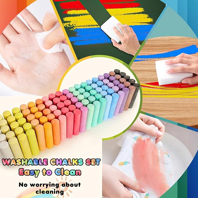200PCS Washable Sidewalk Chalks Set in 20 Colors: Jumbo Drawing Chalk for Kids Outdoor Art, Non-Toxic Dustless Colored Giant Box Chalkboard Chalk for Toddler Painting on Blackboard, Playground, Party-DeskLoop Office