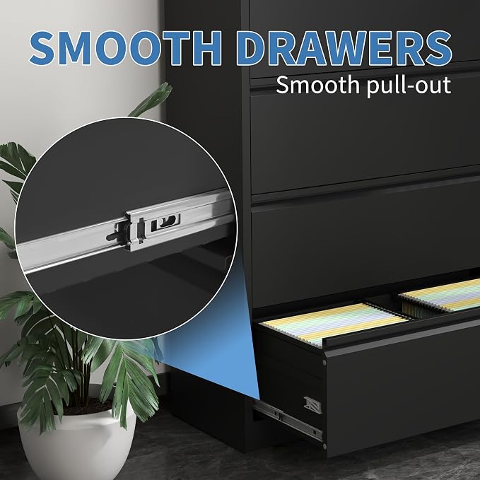 FLIXELIO 5 Drawer File Cabinets, Metal Office Storage Filing Cabinet - Image 6