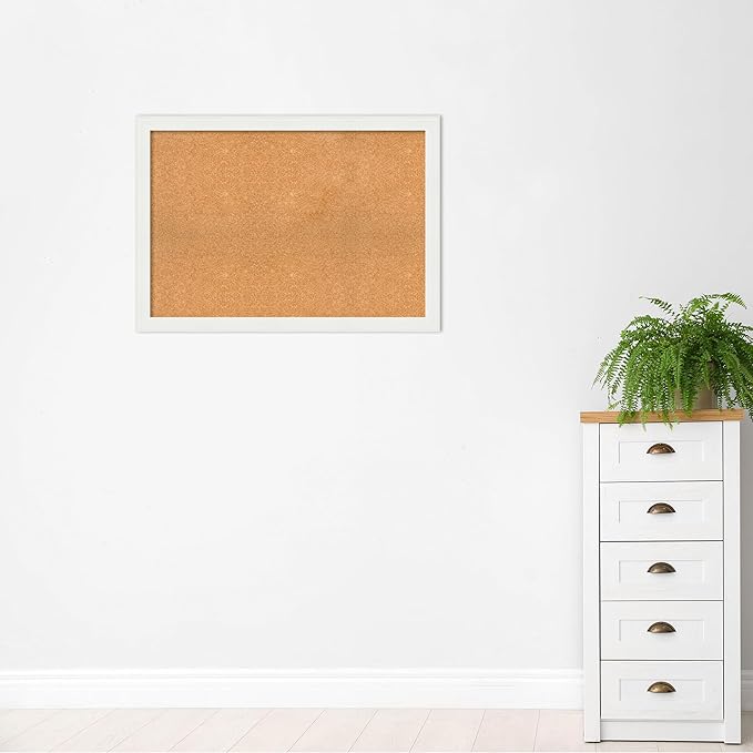 Amanti Art Natural Cork Board for Wall, 29x41 Vision Board with White Frame, Large Corkboard Office Decor for Home Organization, Casual Corkboard Pinboard to Display Items for Home Organization in-DeskLoop Office
