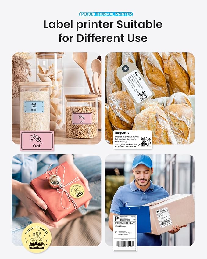 POLONO Bluetooth Thermal Shipping Label Printer, Wireless 4x6 Shipping Label Printer for Small Business, Support iOS, Android, Windows and Mac, Compatible with Amazon, Ebay, Shopify, Etsy, USPS (Grey)-DeskLoop Office