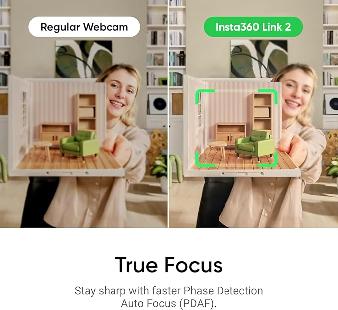 Insta360 Link 2 Tripod Bundle - PTZ 4K Webcam for PC/Mac, 1/2" Sensor, AI Tracking, HDR, AI Noise-Canceling Mic, Gesture Control for Streaming, Video Calls, Gaming, Works with Zoom, Teams, Twitch-DeskLoop Office