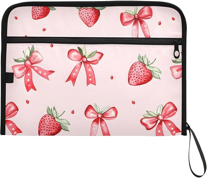 Expanding File Folder Strawberries Bows Pink Accordion File Organizer 13 - Image 7