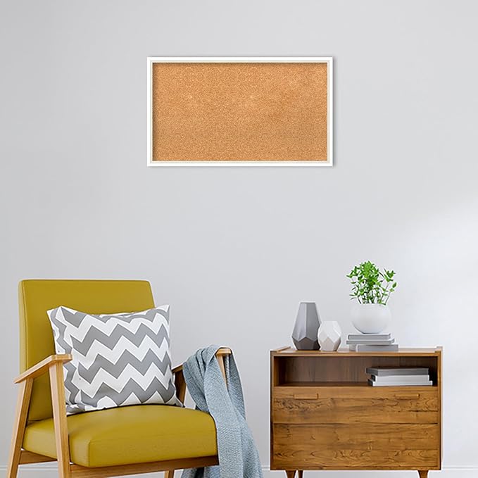 Amanti Art Natural Cork Board for Wall, 17x29 Vision Board with White Frame, Medium Corkboard Office Decor for Home Organization, Modern Corkboard Pinboard to Display Items for Home Organization in-DeskLoop Office
