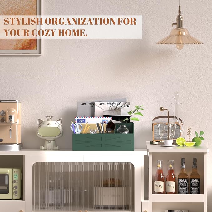 Wood Mail Organizer Countertop, Farmhouse Desk and Kitchen Countertop Storage - Image 9