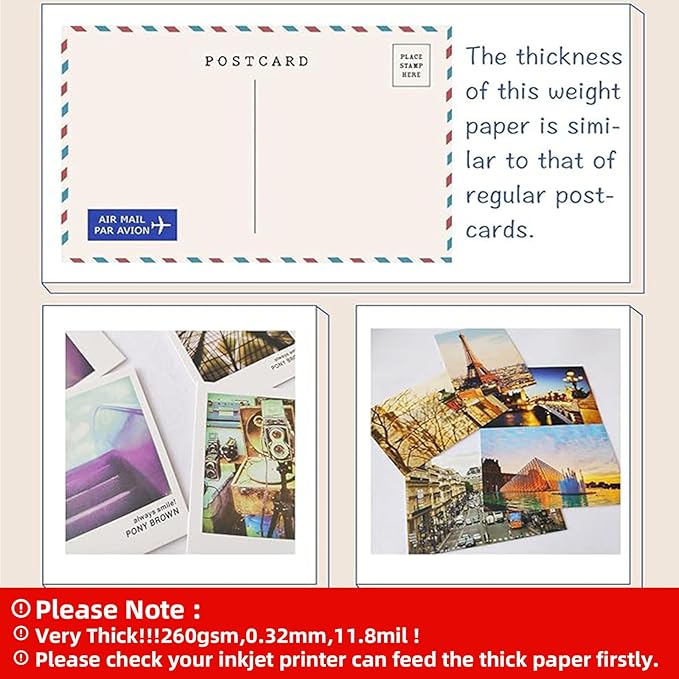 Uinkit Thick Photo Paper Glossy Double Sided 100 Sheets 8.5x11 Heavyweight 68lb 260gsm Inkjet Both Sides Printable 11.8mil A4 Letter size Flyer Bulk Pack 8.5 x 11 Card paper postcard postal A189-DeskLoop Office