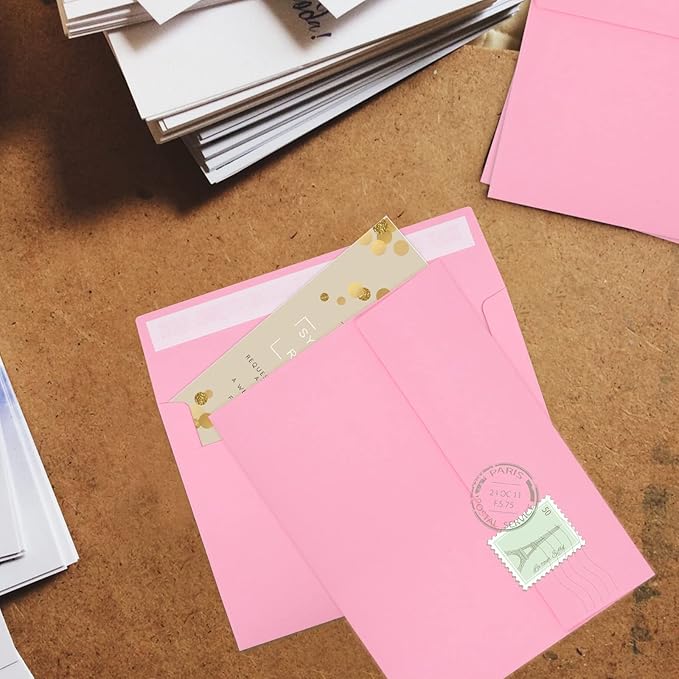 70 Packs A4 Envelope, Pink A4 Envelopes, 4x6 Photo Envelopes for Invitations, Envelopes Self Seal for Weddings, Baby Shower, Photos, Postcards, Greeting Cards, Mailing-DeskLoop Office