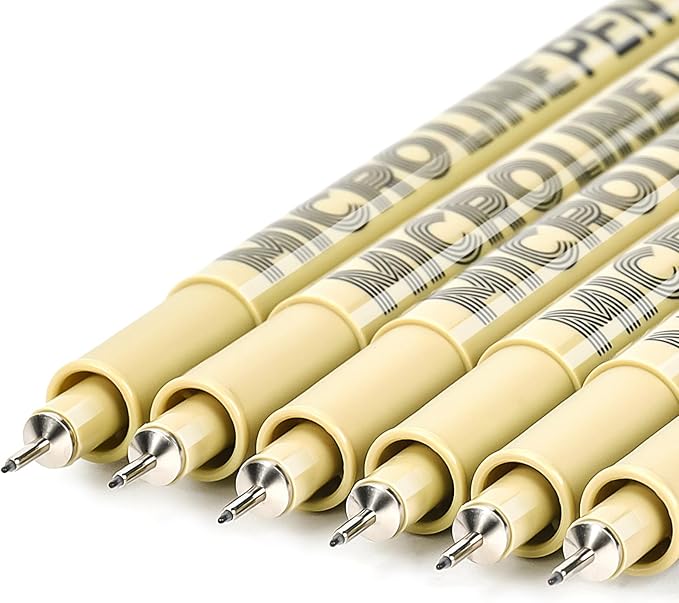 KERIFI 01 Fineliner Ink Pens, 0.25mm Black Micro Fine Point Drawing Pens Waterproof Archival Ink Multiliner Pens for Artist Illustration, Sketching, Technical Drawing, Zentangle, Scrapbooking (6 Pack)-DeskLoop Office