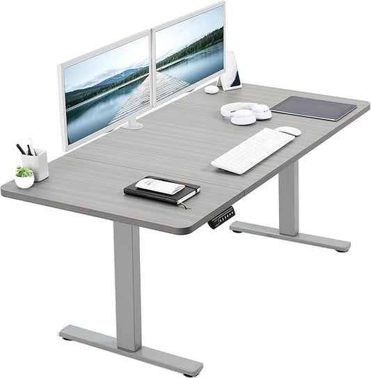 VIVO Electric 60 x 30 in Standing Desk, Memory Height Adjustment, 1B Series, Dark Gray Top Gray Frame, DESK-KIT-1G6G-30-DeskLoop Office