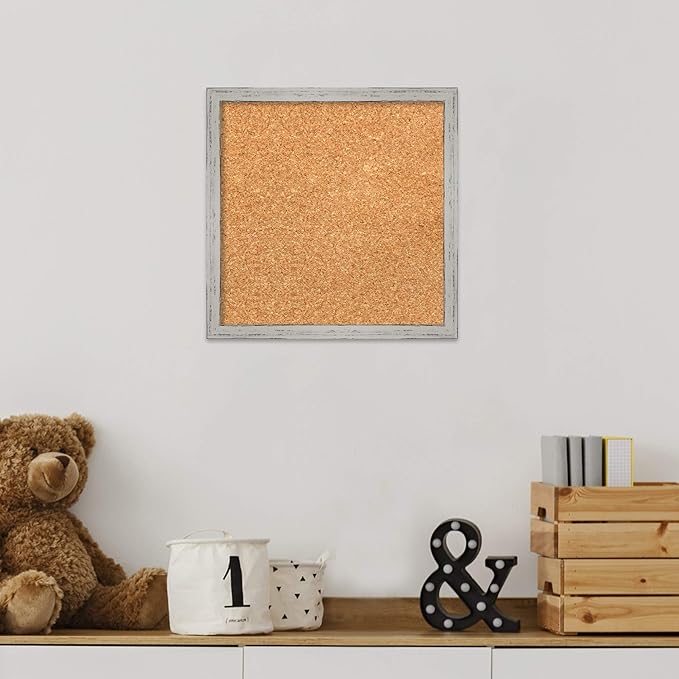 Amanti Art Natural Cork Board for Wall, 13x13 Vision Board with White Frame, X-Small Corkboard Office Decor for Home Organization, Cottage Corkboard Pinboard to Display Items for Home Organization in-DeskLoop Office