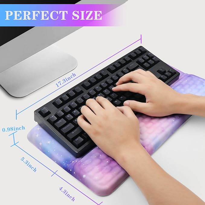 Computer Keyboard Stand with Wrist Rest, Ergonomic Tilted Keyboard Holder - Keyboard Riser with Wrist Pad - Keyboard Tray Support for Office Home -Colorful Stars-DeskLoop Office