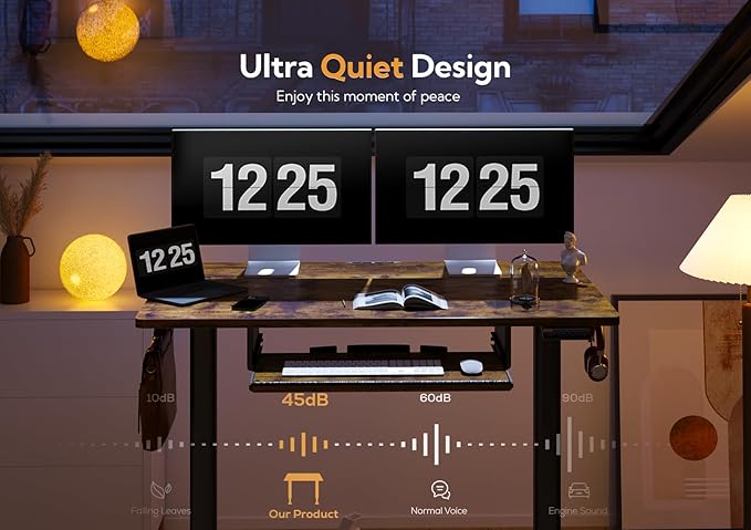 Claiks Standing Desk with Keyboard Tray, Standing Desk Adjustable Height, Raising Desks for Home Office and Computer Workstation, 55 Inches, Rustic Brown-DeskLoop Office
