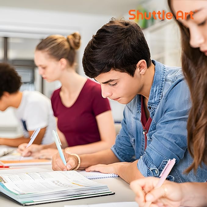 Shuttle Art Retractable Pastel Shifting Gel Ink Pens, 15 Pack Black Ink Pens, Cute Pens 0.5mm Fine Point Soft Aesthetic Barrel for Smooth Writing Journaling Taking Notes School Office Home-DeskLoop Office