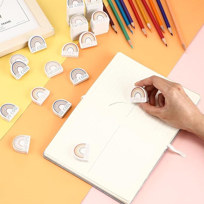 80 Sets Back to School Gifts for Students Rainbow Erasers Bulk with Greeting Cards 3D Novelty Desk Erasers for Kids Birthday Party Favors Classroom Rewards-DeskLoop Office