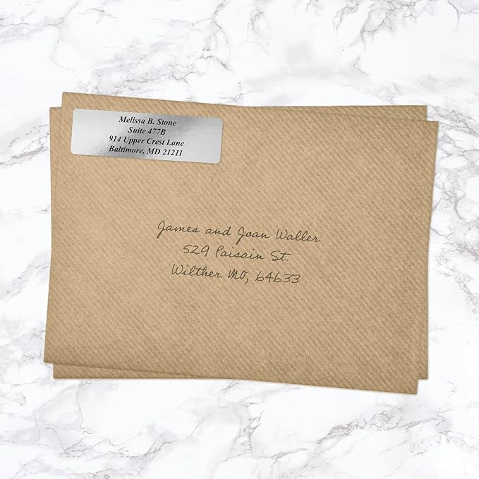 Silver Foil Personalized Return Address Labels with Elegant Dispenser - Roll of 250 Custom Stickers-DeskLoop Office