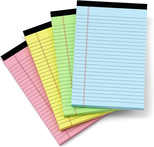 Colored Legal Pads 5x8, 4 Pack, Lined Note Pads 5x8 College Ruled, Note Paper 5x8, Pink Notebook Paper 5x8 Colored Notepads, Pink Legal Pads 5x8 Lined Paper, 80 GSM Pastel Pads of Paper, 30 Sheets/Pad-DeskLoop Office