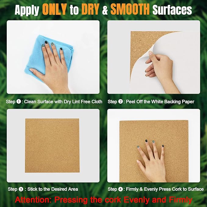 Cork Board Tiles 12"x12" - 1/2" Thick 5 Pack Cork Board Square Bulletin Boards Self Adhesive Corkboards for Walls Pin Boards Corkboards for Office Home School Decor-DeskLoop Office