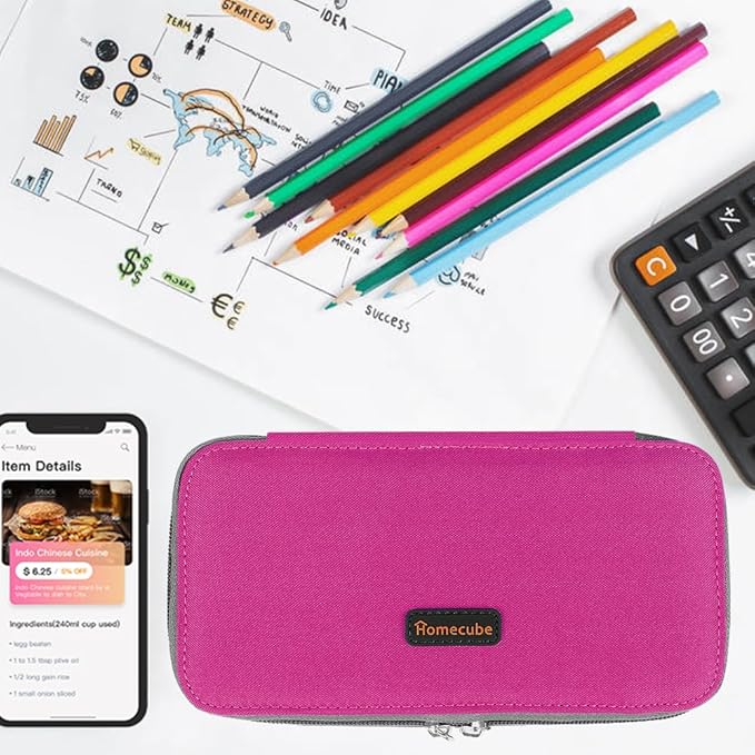 Homecube Large Capacity Pencil Case Oxford Cloth Bag Storage Pouch Marker Pen Pencil Cute Stationery Organizer Bag Holder with Zipper for Middle High School & Office Boy Girl Teen - Rose Red-DeskLoop Office