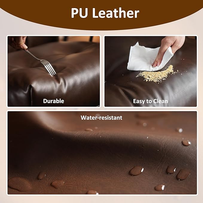 Faux Leather Executive Big and Tall Office Chair - Reclining Task Swivel PC Chair with Lumbar Support, Dark BrownPU-DeskLoop Office