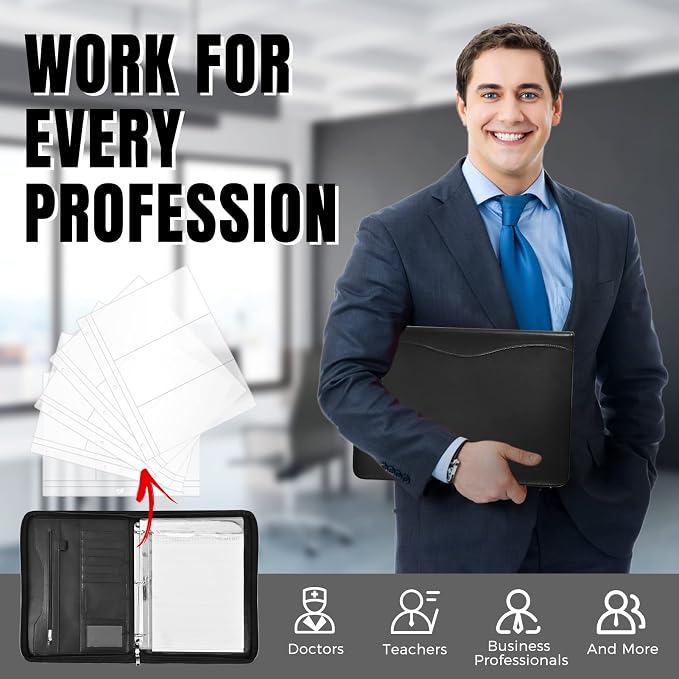 3-Ring Padfolio Portfolio Binder Organizer, PU Leather Folder Binder Business - Image 6