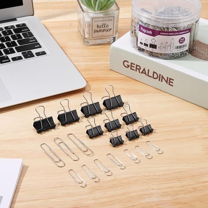 360 Pcs Paper Clips and Binder Clips Assorted Sizes, - Image 7