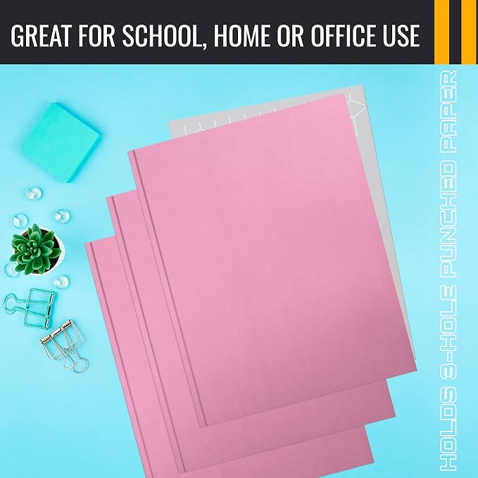 Better Office Products Pink Paper 2 Pocket Folders - Image 6