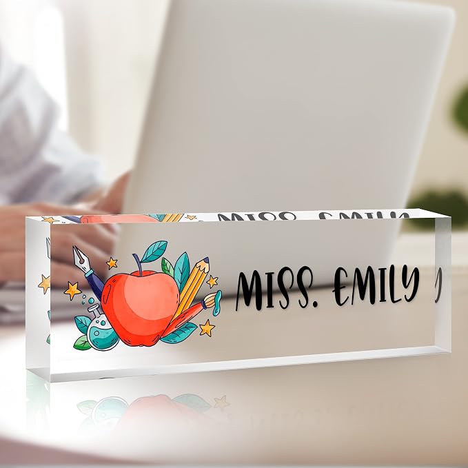 Personalized Desk Name Plate, Custom Acrylic Glass Name Plates - Image 7