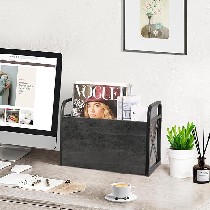 YINMIT Magazine Holder, Magazine Rack Floor, Magazine Storage Basket, Folder Organizer Bin for Books, Newspapers, Tablets-DeskLoop Office