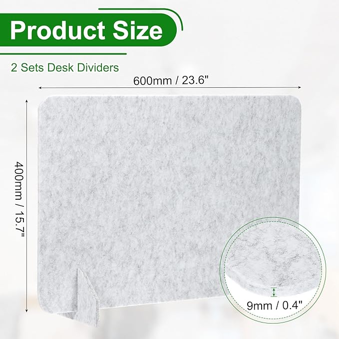 PATIKIL Desk Divider, 2 Set 24 x 16 Inch Acoustic Freestanding Desk Divider Desk Privacy Panel with 4 Pcs Support Feet for Library Office Workstation, Light Grey-DeskLoop Office