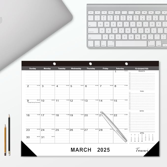 TOWWI 2025-2026 Desk Calendar, 17"x12" Desktop Monthly Calenda for Home, Office, Family with To-do List, Ruled Blocks, Corner Protectors-DeskLoop Office