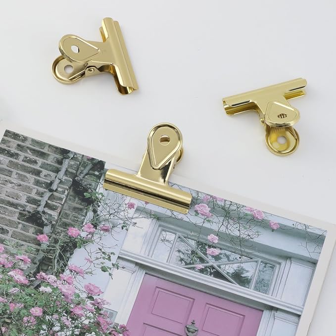 Xiaoyztan Mini Clips, 50mm Wide Gold Bulldog Clips Paper Clip Binder Bull Clip - Image 5