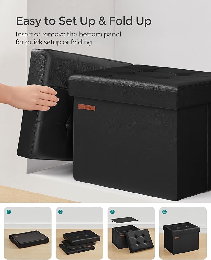 SONGMICS Small Folding Storage Ottoman, Foot Rest Stool, Cube Footrest - Image 6