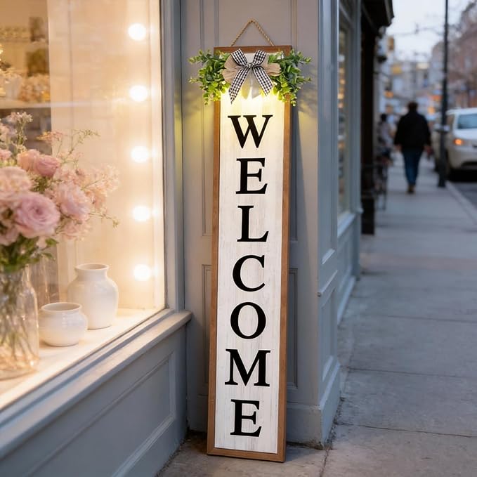 Double-sided Welcome Wooden Sign Stand - Image 9