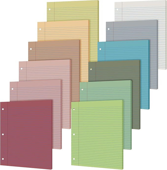 PerKoop 600 Sheets Colored Loose Leaf Paper 8.5" x 11" college ruled Lined 3 Hole Punched notebook Filler Paper for 3 Ring Binders Office School Supplies (Gemstone Color)-DeskLoop Office
