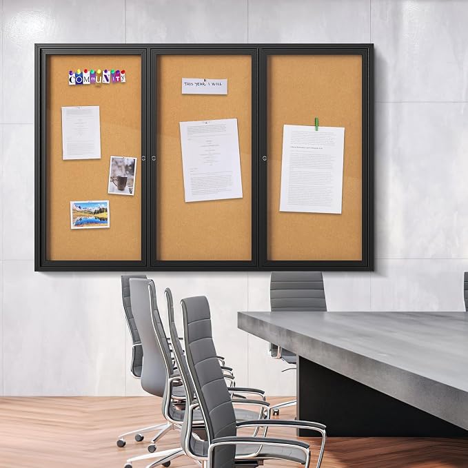 INNOVART Enclosed Bulletin Board 96”x48”, Lockable Cork Noticeboard - Image 9