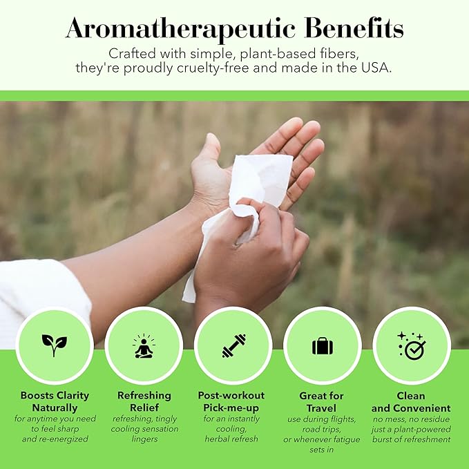 Herban Essentials - Peppermint Wipes & Towelettes - Essential Oil Wipes for Hands & Body - Travel Size Essentials and Toiletries - Natural, Individually Wrapped, Disposable & Moist Refresh (20 count)-DeskLoop Office