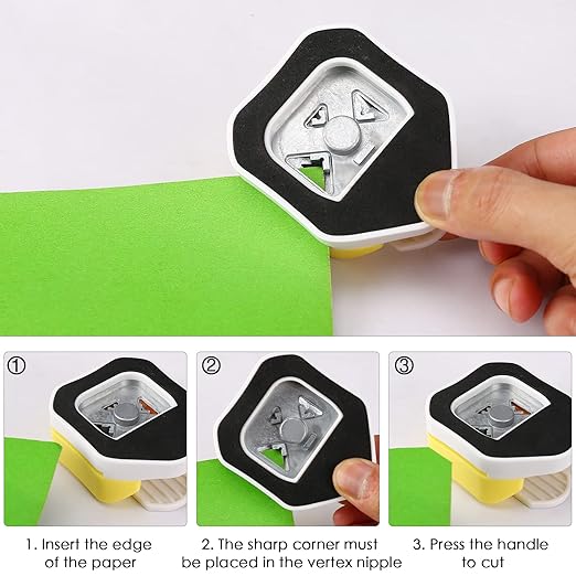 LOONENG 3 Way Chamfer Corner Punch, 3 in 1 Craft Paper Corner Cutter for Paper Crafts, Laminate, Cardstock, Business Card, DIY Projects, Photo, Card Making and Scrapbooking-DeskLoop Office