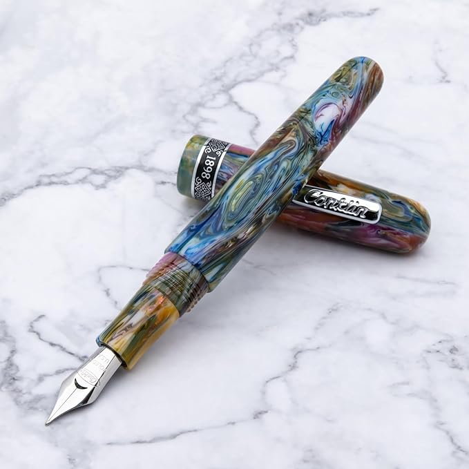 Conklin 1898 Fountain Pen, Misto Green - 14KT Gold Fine Nib | Luxury Writing Instrument with Unique Resin Blend | 14KT Gold Nib Made in Germany | Ideal for Pen Enthusiasts-DeskLoop Office