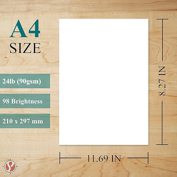 A4 Premium Bright White Paper – Great for Copy, Printing, Writing | 210 x 297 mm (8.27" x 11.69") | 24lb Bond / 60lb Text (90gsm) | 250 Sheets per Pack-DeskLoop Office