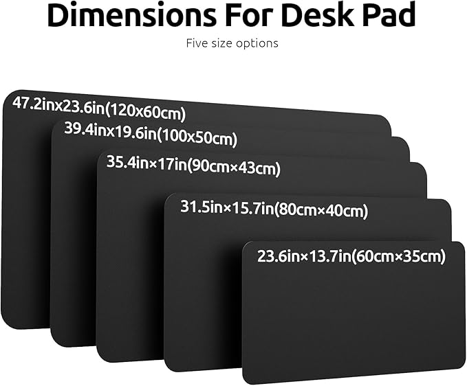 YSAGi Leather Desk Pad Protector, Office Desk Mat, Large Mouse Pad, Non-Slip PU Leather Desk Blotter, Laptop Desk Pad, Waterproof Desk Writing Pad for Office and Home (Black, 23.6" x 13.8")-DeskLoop Office